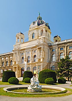 Fountain in front of the Kunsthistorisches Museum in Vienna.