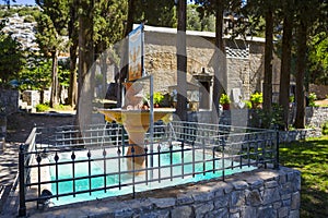 Fountain in front of monastery of Mother Mary Vidiani in Crete.