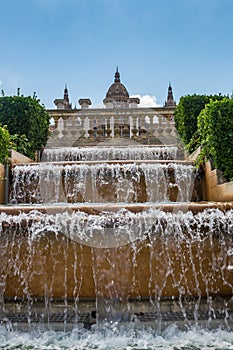 Fountain in front of the National Museum in Barcelona, Spain