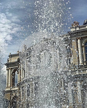 Fountain in front of the Odessa Opera House