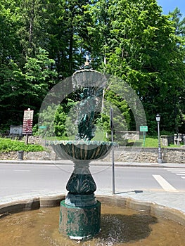 Fountain in front of a Romanian villa