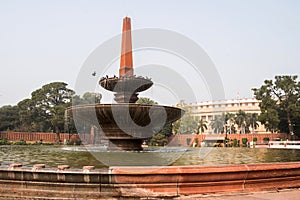 Fountain in front of the Sansad Bhawan, the Parliament House photo