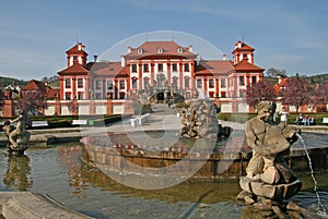 Fountain in front of Troja Palace in Prague, Czech Republic