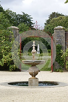 Fountain in the garden of Arundel Castle in England