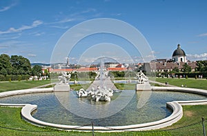 Fountain in the garden of Belvedere palace in, Vienna
