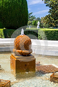 Fountain in a garden in Madrid, Spain