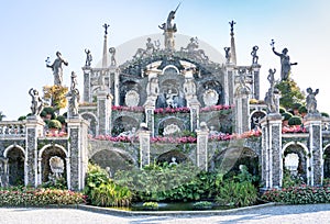Fountain in the garden of Palazzo Borromeo at Isola Bella, Lago Maggiore, Italy