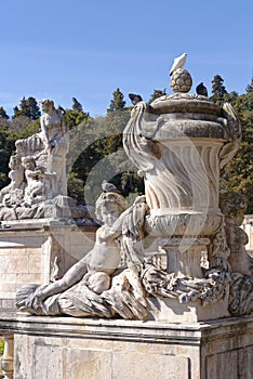 The fountain garden statues, nimes, france