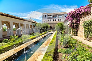 Fountain and gardens in Alhambra