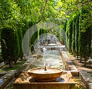 Fountain in the gardens of Almudaina - Palma de Mallorca, Spain