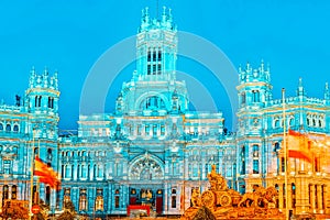 Fountain of the Goddess Cibeles and Cibeles Center or  Palace of photo