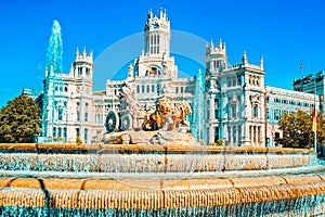 Fountain of the Goddess Cibeles and Cibeles Center or  Palace of photo