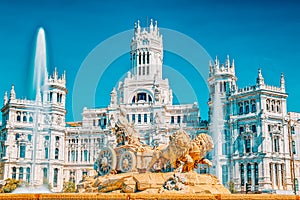 Fountain of the Goddess Cibeles and Cibeles Center or  Palace of photo