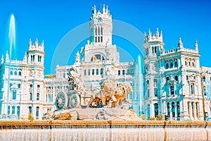 Fountain of the Goddess Cibeles and Cibeles Center or  Palace of photo