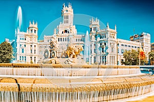 Fountain of the Goddess Cibeles and Cibeles Center or  Palace of