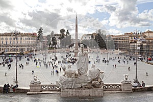 Fountain of the Goddess of Rome at Piazza del Popolo in Rome