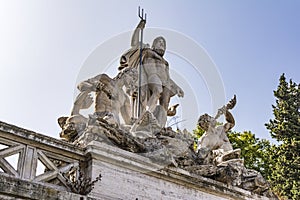 Fountain of Greek God Neptune, Piazza del Popolo, Rome, Italy