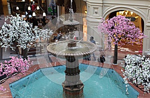 Fountain in GUM shopping mall