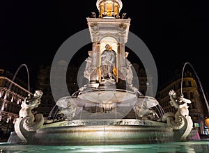 Fountain on Jacobin`s square in Lyon France