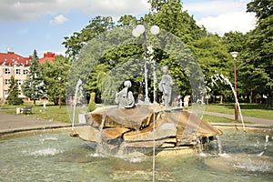 Fountain in Janow Lubelski. Poland