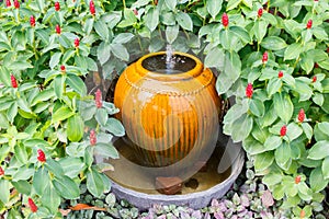 Fountain jar in garden