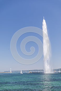 Fountain Jet d`eau in Geneva, Switzerland