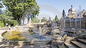 Fountain with jets at Seehof castle near Bamberg