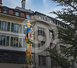 Fountain of Justice Fontaine de la Justice at Place de la Palud - Lausanne, Switzerland