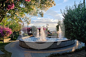 Fountain in Kecili Park, a public park in the center of the old city of Antalya, Turkey, a famous tourist spot