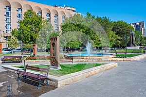 Fountain at Khachkar Park in Yerevan, Armenia