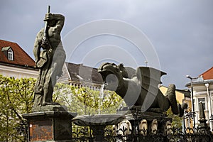 Fountain in Klagenfurt, city in Austria.