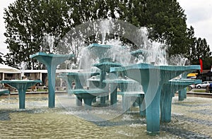 Fountain on the Kosciuszko Square in Gdynia. Poland