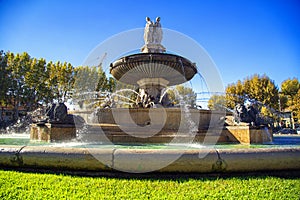 Fountain at La Rotonde, Aix-en-Provence, France photo