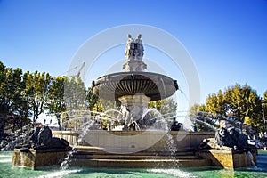 Fountain at La Rotonde, Aix-en-Provence, France photo