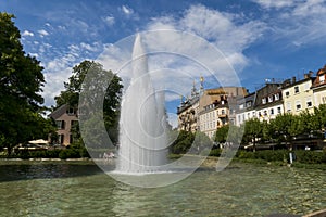 Fountain in the lake at Augustaplatz in Baden-Baden photo