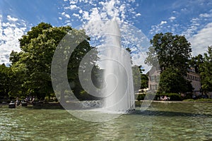 Fountain in the lake at Augustaplatz in Baden-Baden photo