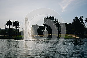 Fountain in the lake at MacArthur Park