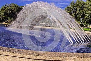 A fountain at lake park
