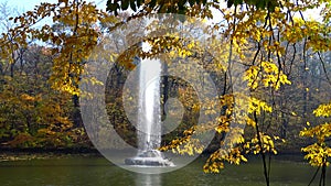 Fountain in the lake in Sofievsky park, Uman