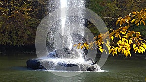 Fountain in the lake in Sofievsky park, Uman