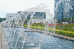 Fountain landscape in the tourist square