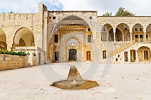 Fountain leading to entrance of Emir Bachir Chahabi Palace Beit ed-Dine in mount Lebanon Middle east, Lebanon