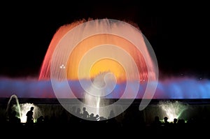 Fountain lights in Barcelona photo