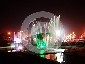 Fountain lights at night