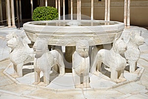 Fountain of Lions, in Alhambra palace, Granada, Andalusia, Spain.