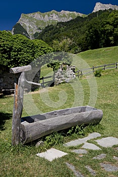 Fountain in Maienfeld, Switzerland Alps