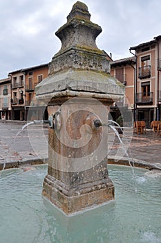 Fountain at Main square of Ayllon, Segovia, Spain photo