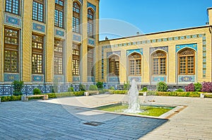 The fountain at Malek Museum, Bagh-e Melli quarter, Tehran, Iran