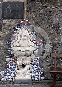 Fountain in Marina Grande, fishing village in Sorrento, Italy