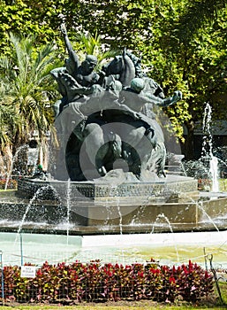 Fountain and memorial on Juan Pedro Fabini Square. Montevideo photo